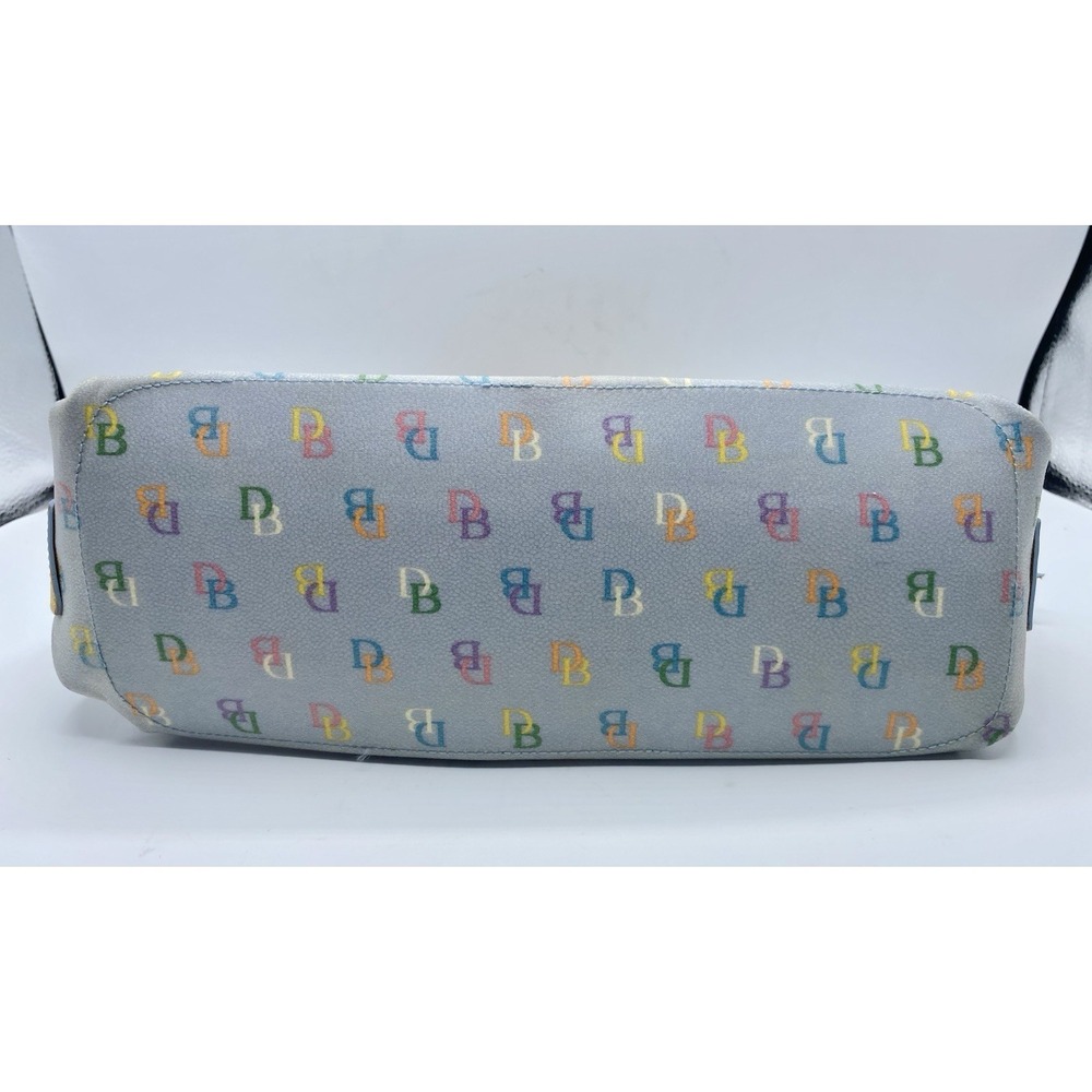 Vtg Y2K Dooney & Bourke Rainbow Monogram Tassel Tote Signature Blue Handbag-flaw - Picture 9 of 13